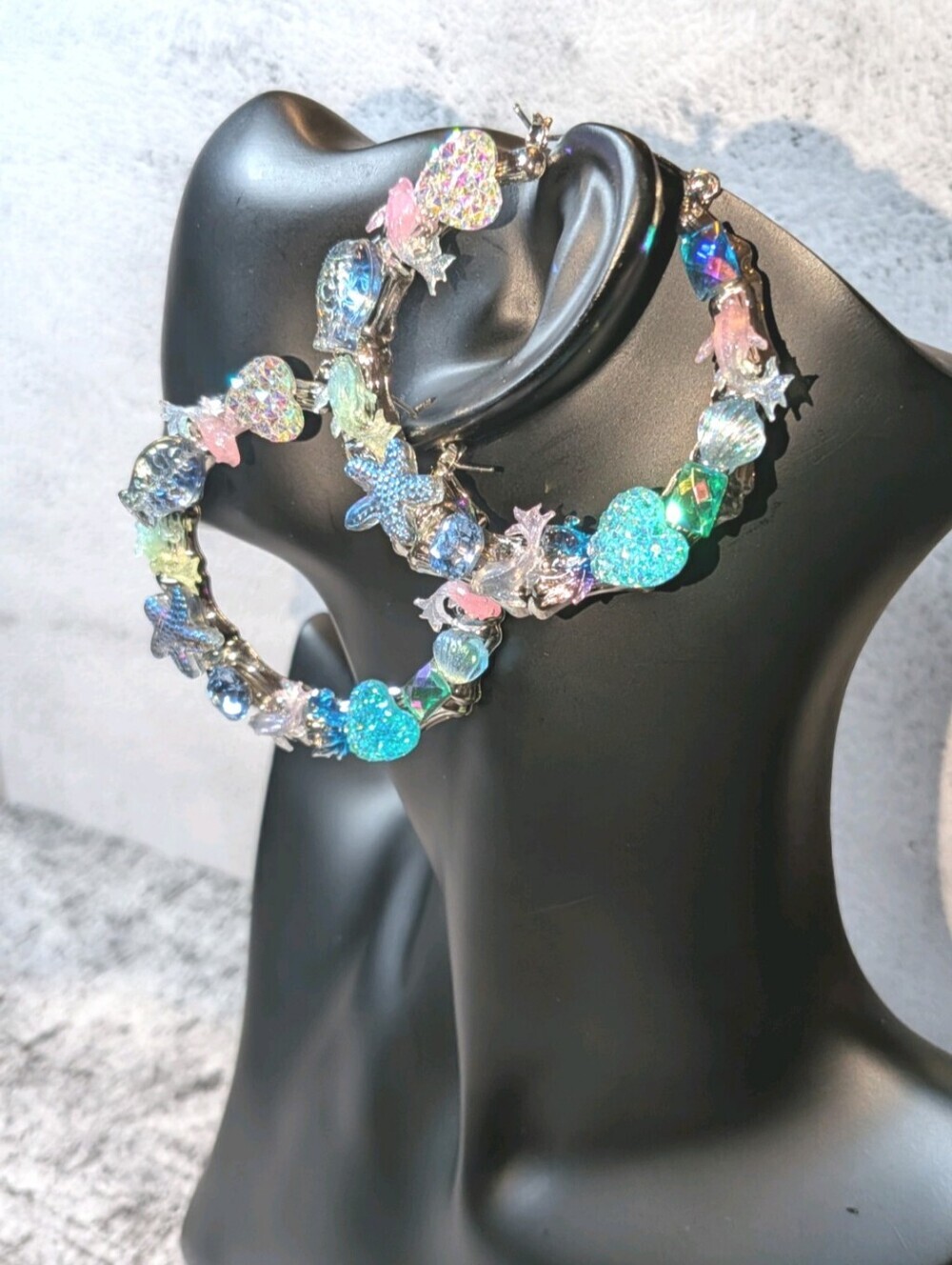 Sea Treasures-Hand Crafted Large Hoop Earrings
